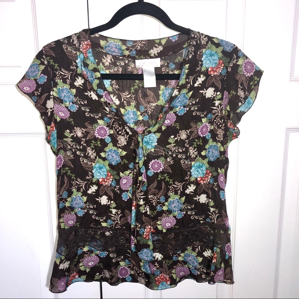 Sheer Floral Top Worthington petite